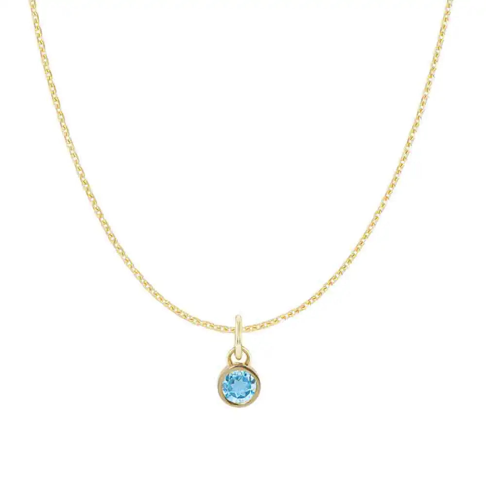 Zircon birthstone necklace , handmade charm with a symbolic zircon birthstone for December variant--14K-yellow-gold
