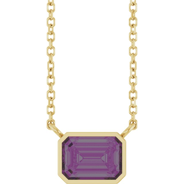 East West alexandrite necklace in 14K yellow gold