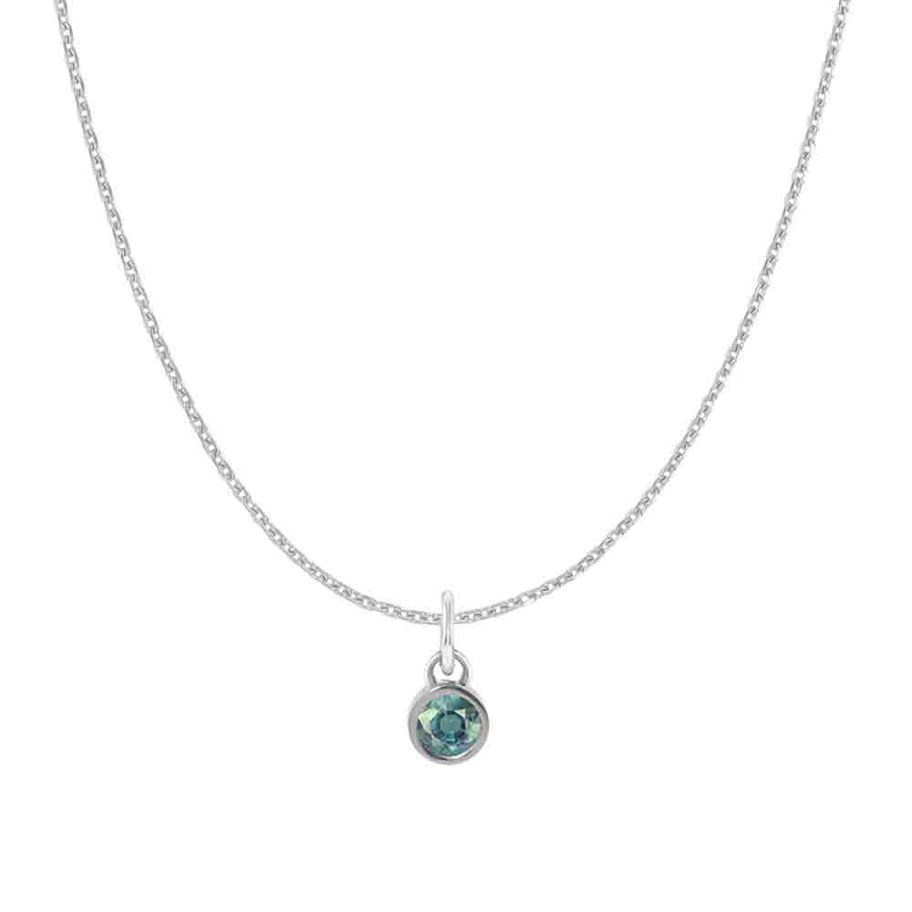 Handmade 14K white gold-Alexandrite-Birthstone Charm Necklace makes a peferfect birthstone gift