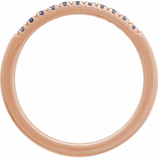Side view Rose gold stacking ring with natural alexandrite gems