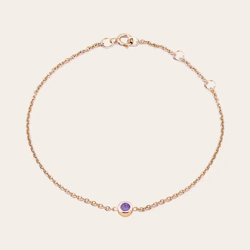 14K rose gold Amethyst bracelet, 14K rose bezel set amethyst bracelet in 14k gold rose gold variant--14K-rose-gold variant--Amethyst