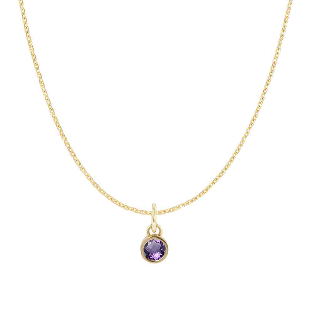 Amethyst birthstone necklace ‚ crafted in 14K gold with a vivid birthstone centerpiece