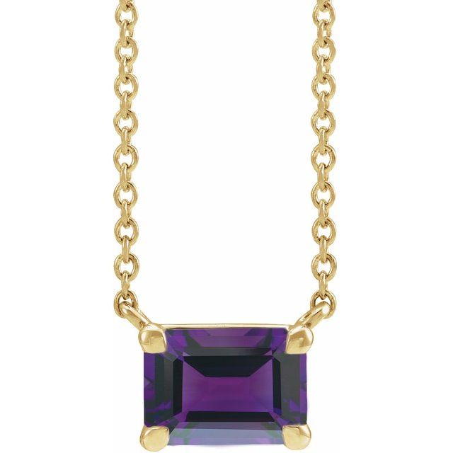 emerald-cut amethyst necklace in 14K yellow gold