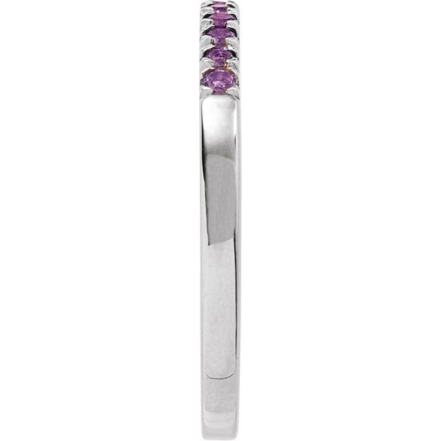 Side view elegant amethyst ring in 14K white gold for February
