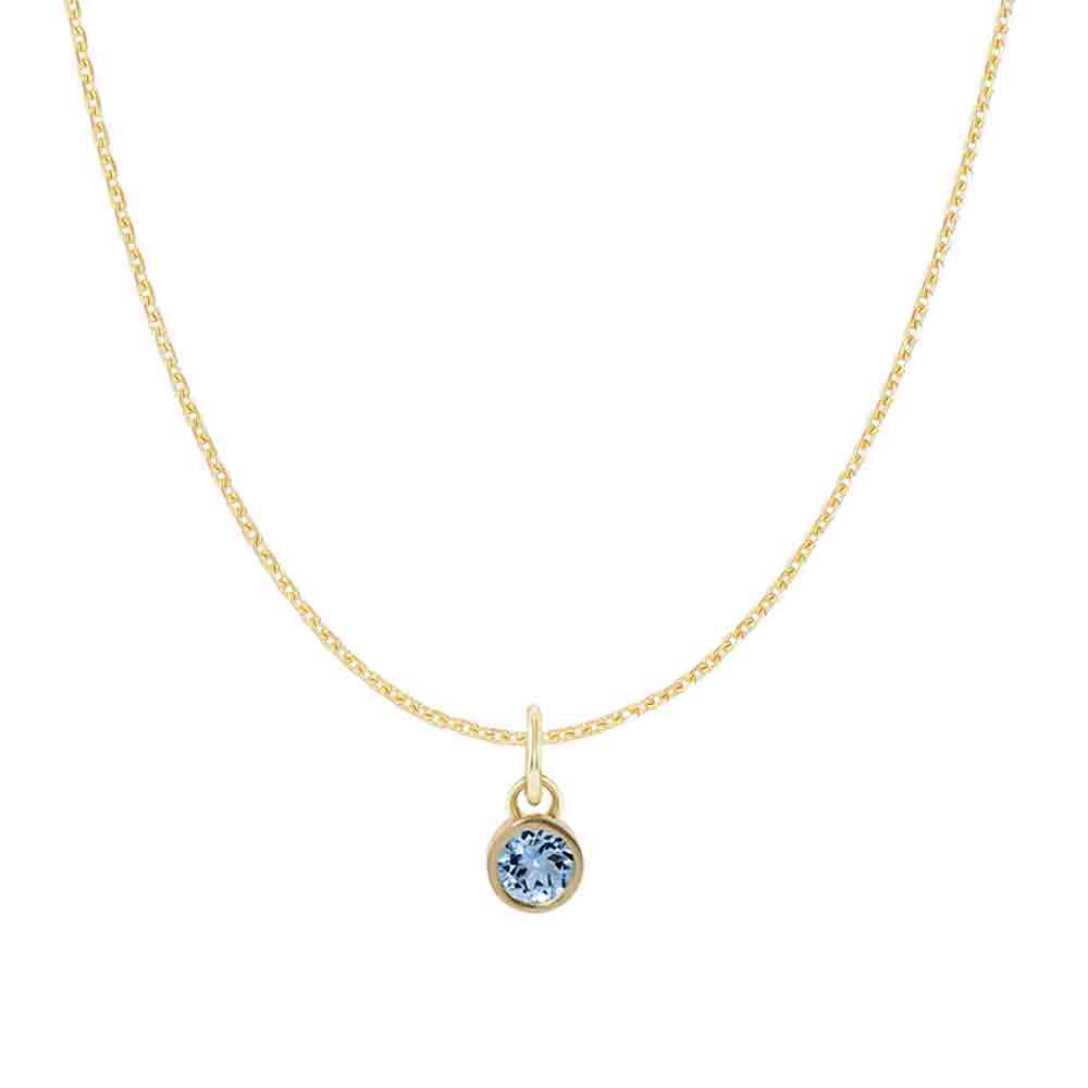 Aquamarine birthstone necklace, handmade charm with a symbolic aquamarine birthstone for March