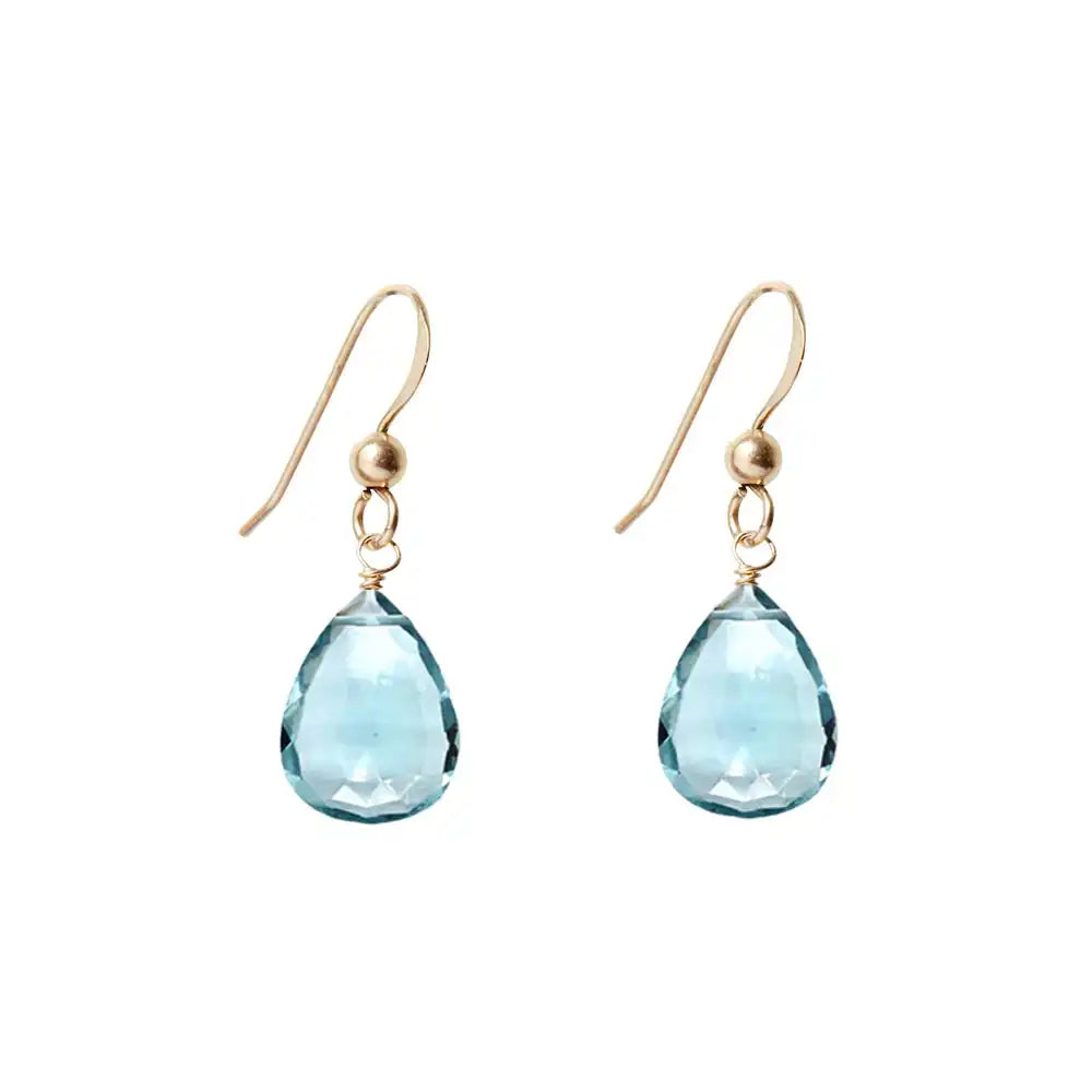 Aquamarine drop earrings in solid 14K yellow gold