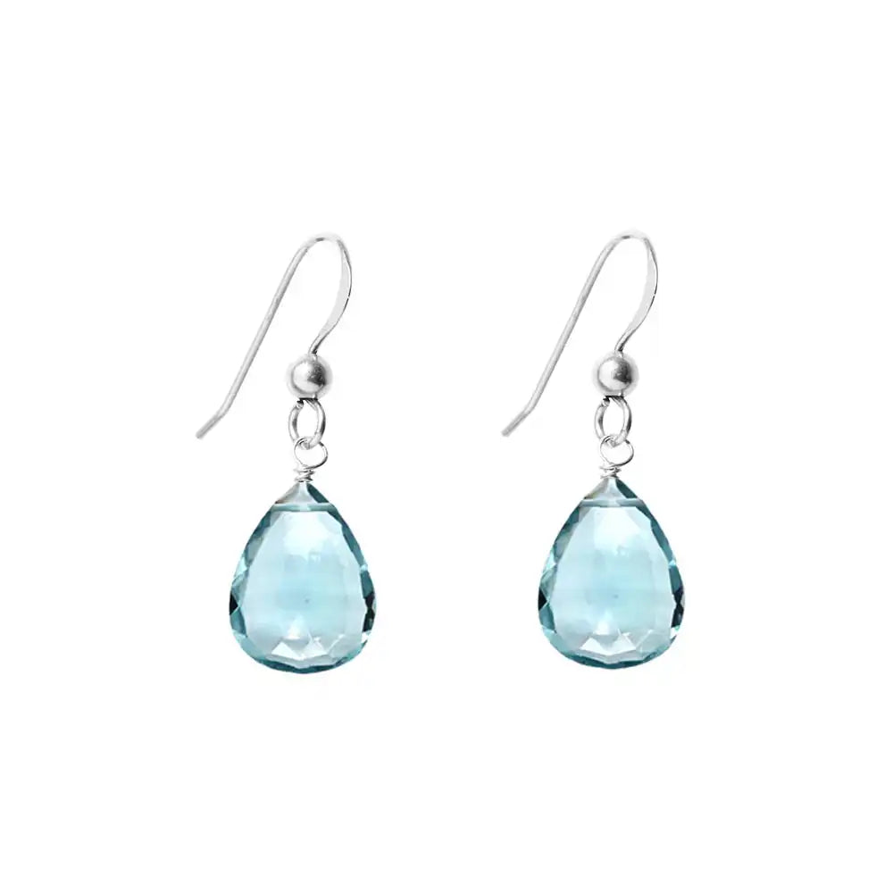 Sterling silver Aquamarine dangle earrings handmade by Erin Gallagher. variant--Sterling-silver variant--aquamarine