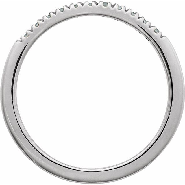 Handcrafted aquamarine stacking ring in 14K white gold side view