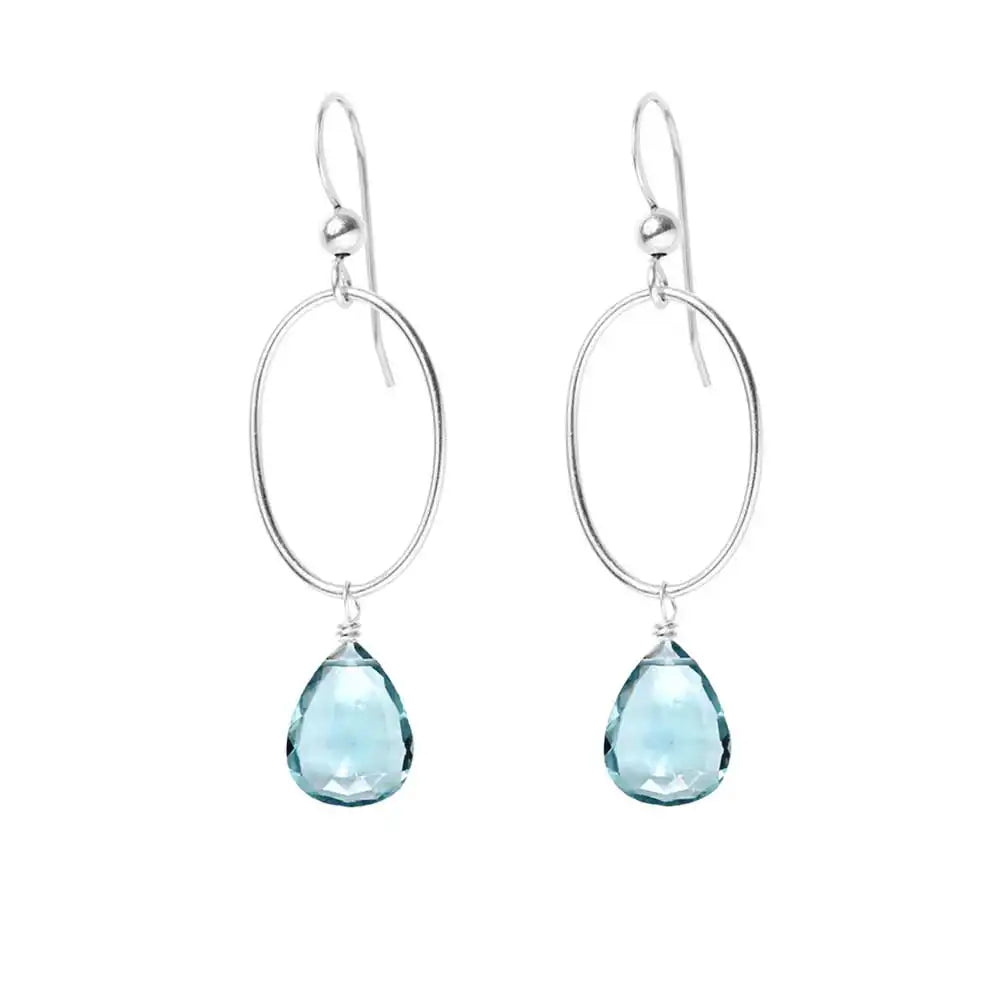 Silverhoop earrings with Aquamarine Gemstones variant--Aquamarine variant--Sterling-silver