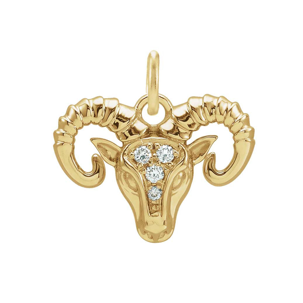 Aries zodiac charm in 14K gold with diamond accent