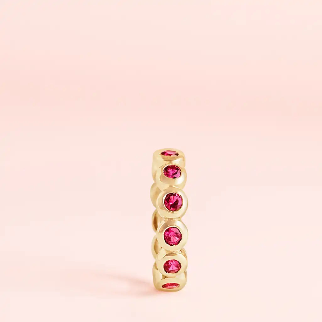 Stackable ruby eternity ring with lab-created rubies