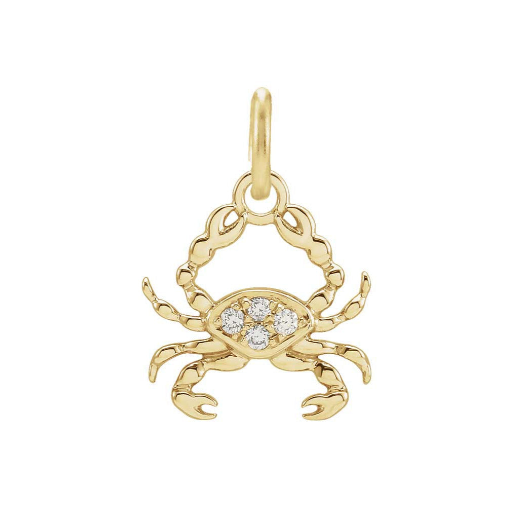 Cancer zodiac charm in 14K gold with diamond accent