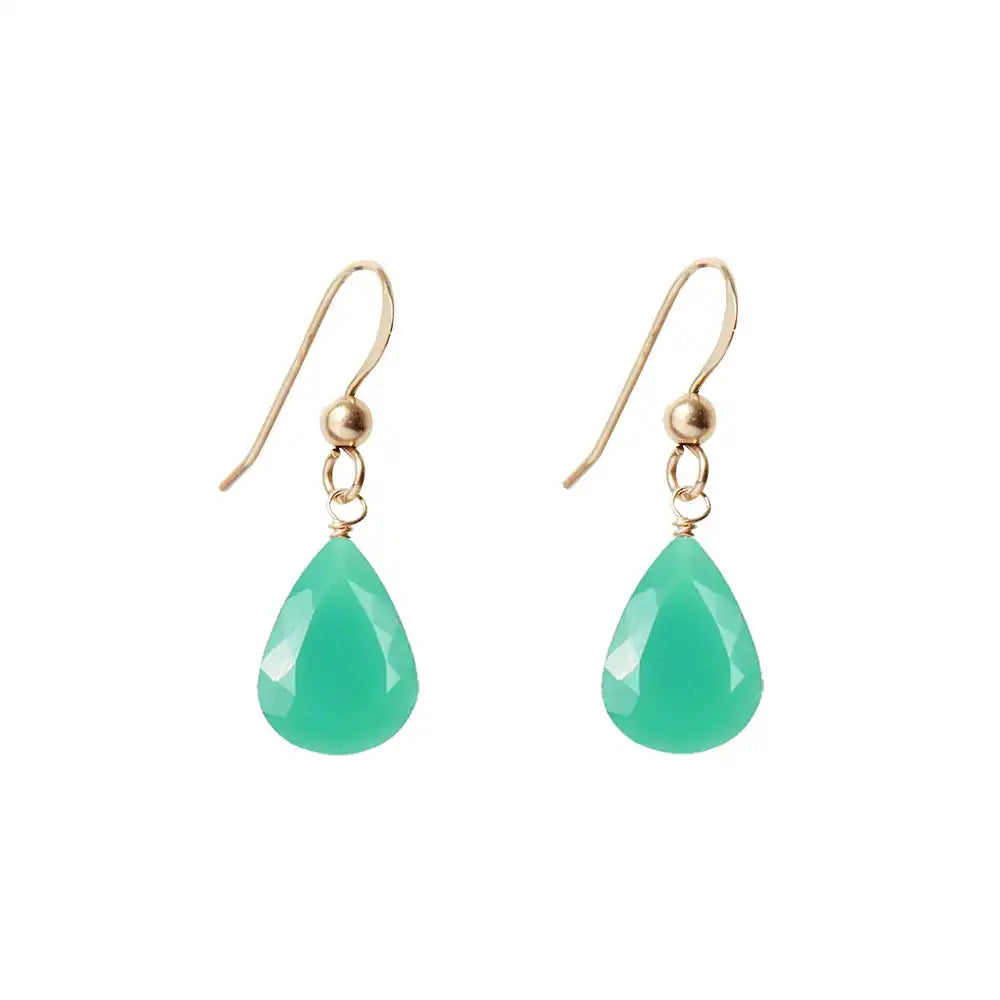 Chrysoprase drop earrings in solid 14K yellow gold variant--14K-yellow-gold variant--Chrysoprase