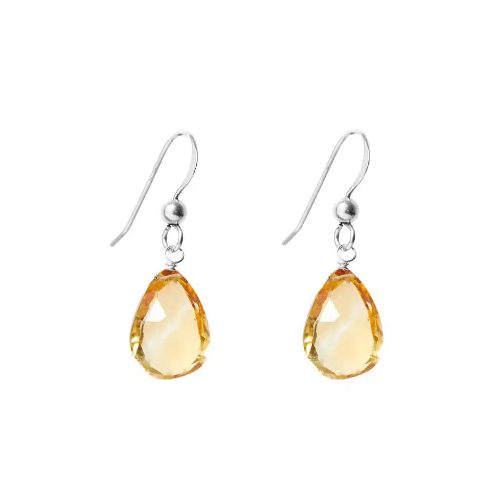 Citrine drop earrings in solid 14K white gold variant--14K-white-gold variant--Citrine