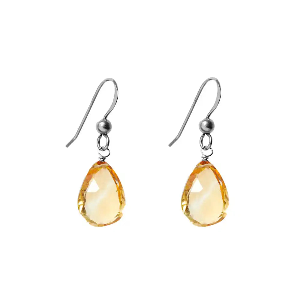 Oxidized sterling silver Citrine earrings, Oxidized sterling silver Citrine gemstone earrings, Oxidized sterling silver Citrine birthstone earrings
