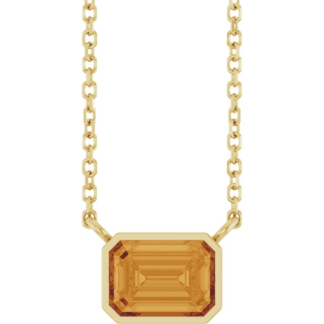 East West citrine necklace in 14K yellow gold