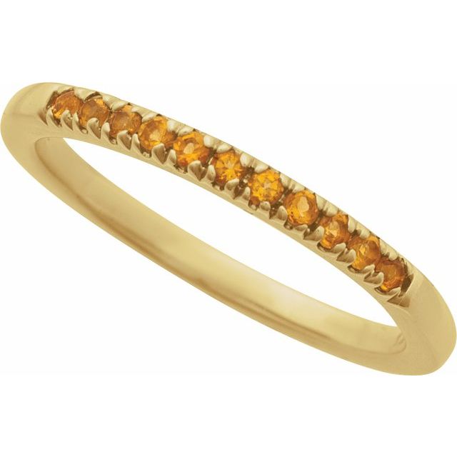 14K yellow gold stack ring showcasing the golden hue of citrine stones