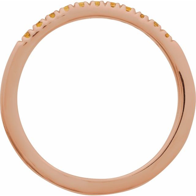 French-set citrine stacking band in warm 14K rose gold side view