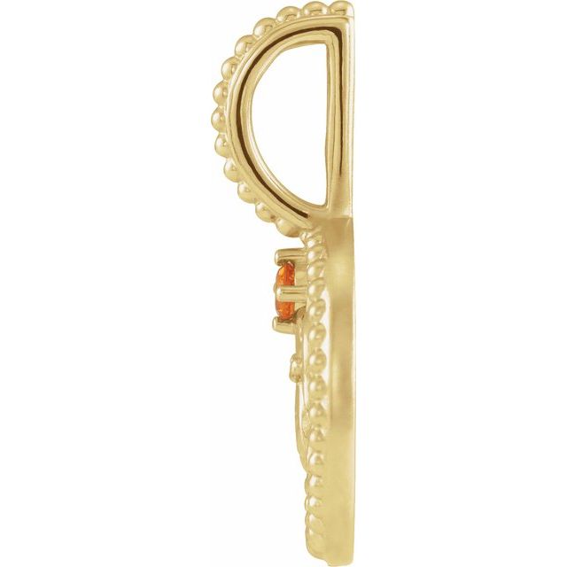 Close-up of citrine and diamond on Leo medallion side view