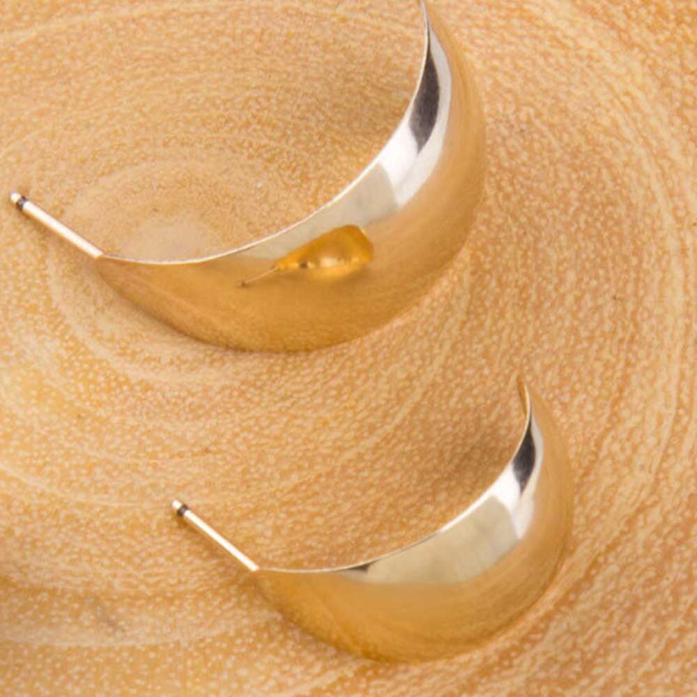 Curved gold-fill hoop earrings, 22mm size