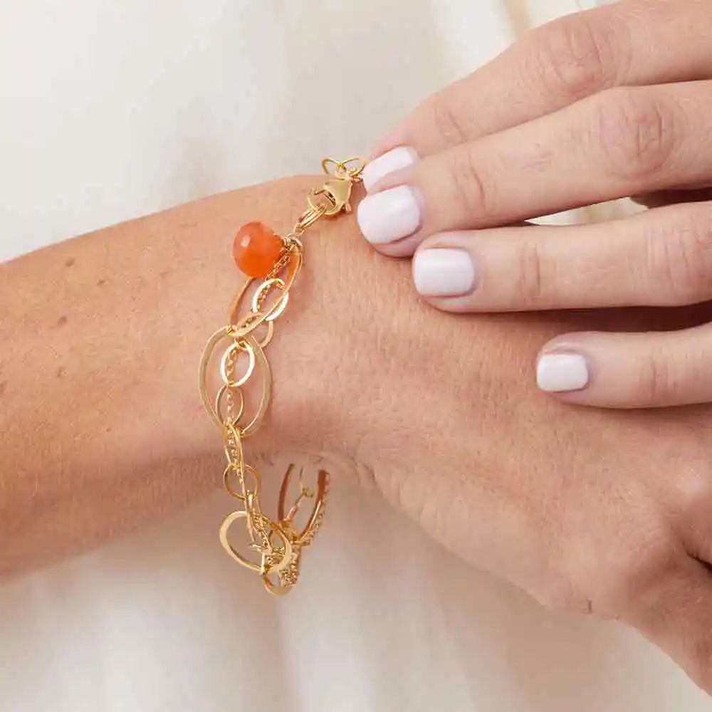 Customizable gemstone chain bracelet on model Gem Bar