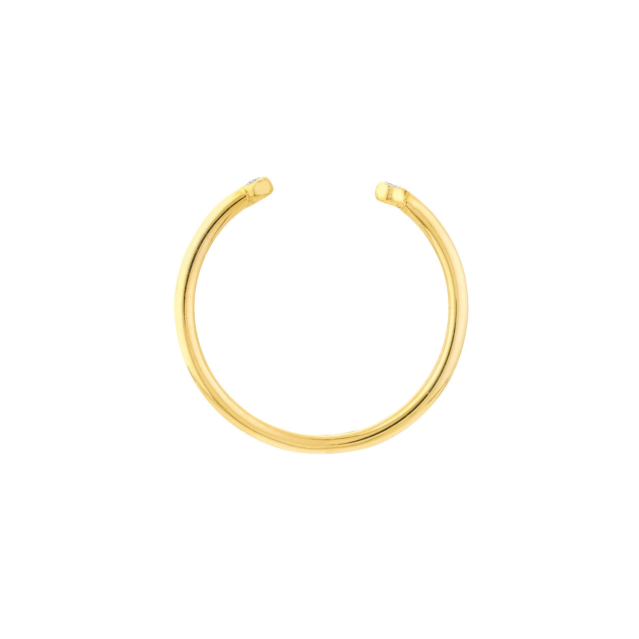 Open-front profile of diamond-tipped ring showing smooth rounded edges and negative space