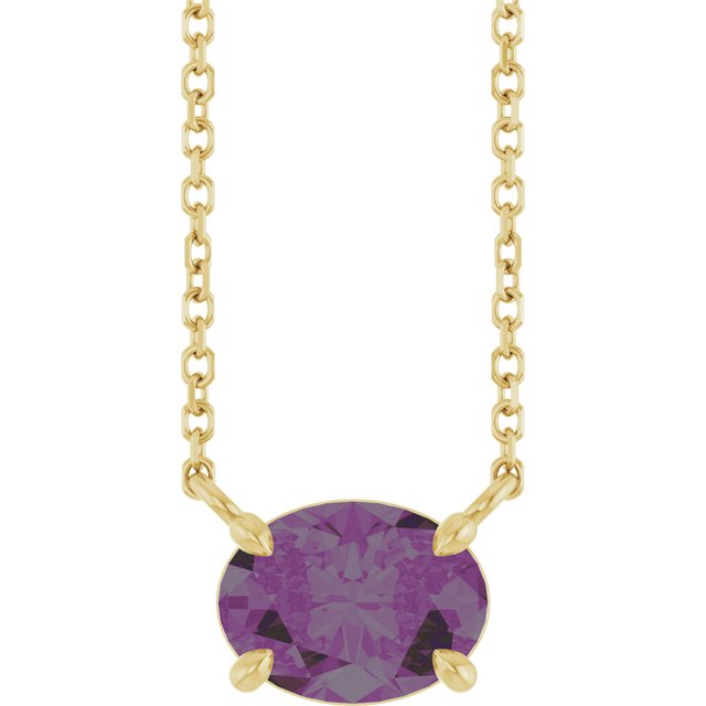 14K gold alexandrite necklace with horizontal-set gemstone