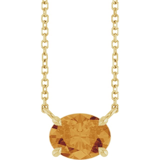 14K gold east-west citrine necklace for November birthstone