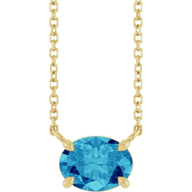 East-west zircon birthstone necklace in 14K yellow gold