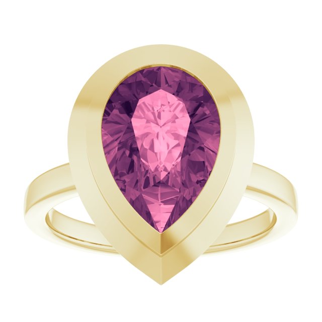Eco-conscious teardrop tourmaline ring in solid yellow gold, artisan-crafted in the US