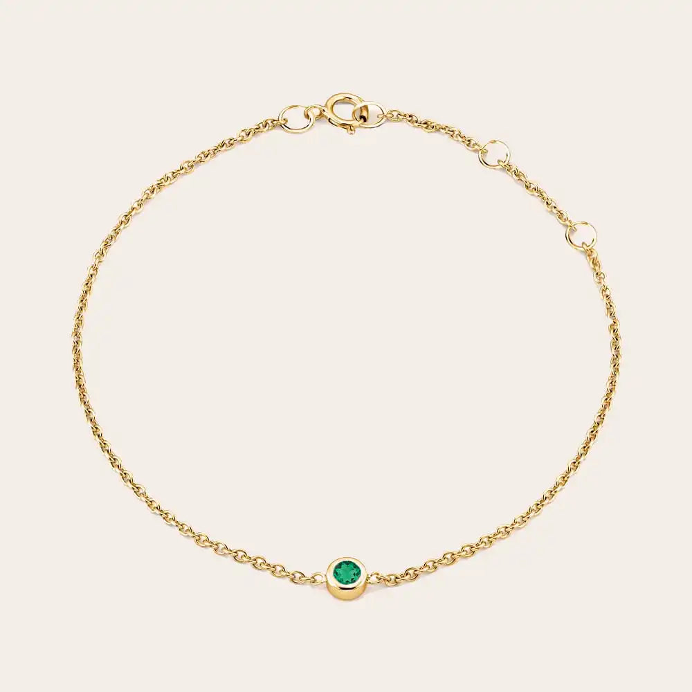 14K yellow gold Emerald bracelet, May birthstone emerald bracelet with adjustable chain white gold variant--14K-yellow-gold variant--Emerald