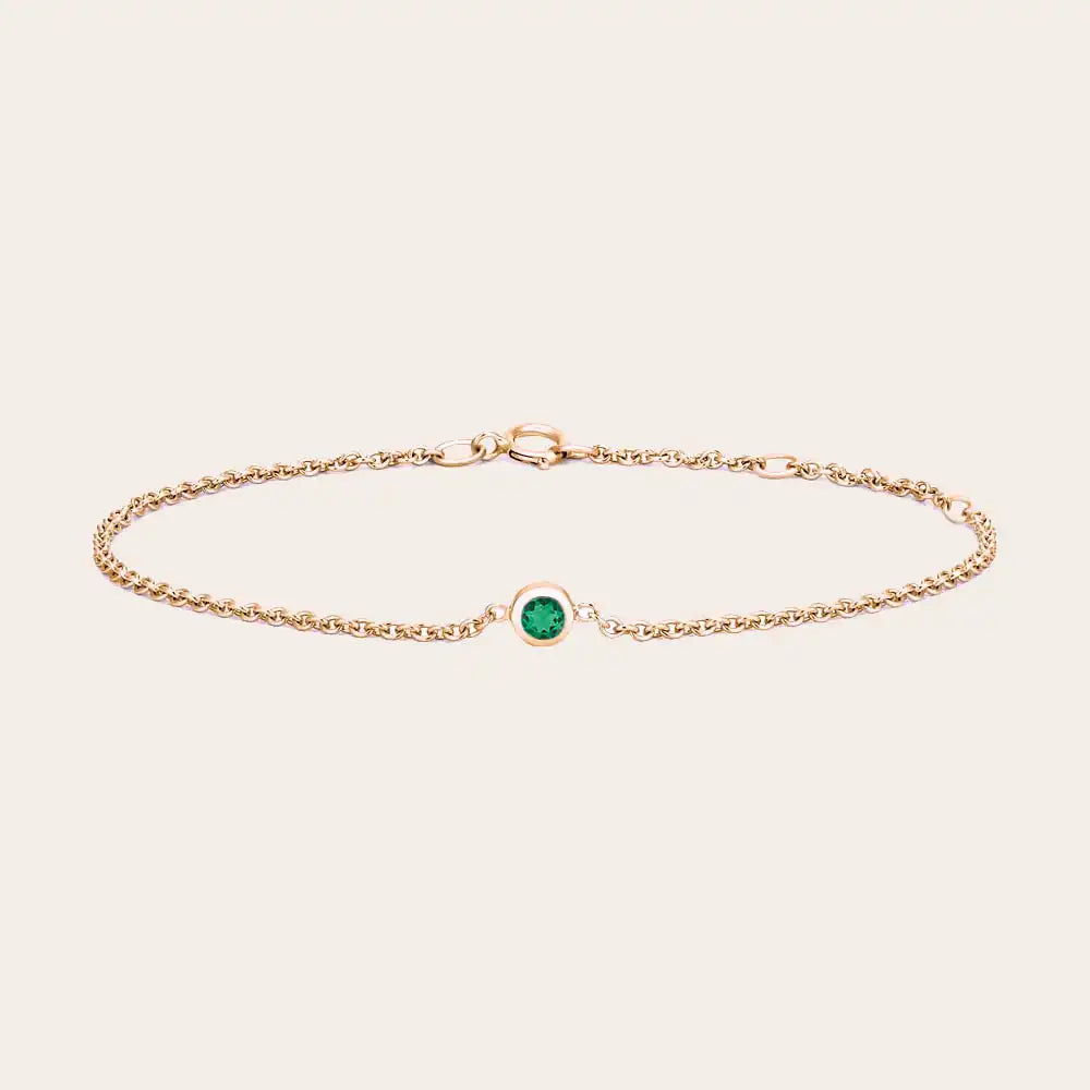 14K rose gold Emerald bracelet, 14K rose gold Emerald birthstone bracelet, 14K rose gold Emerald gemstone bracelet rose gold variant--14K-rose-gold variant--Emerald