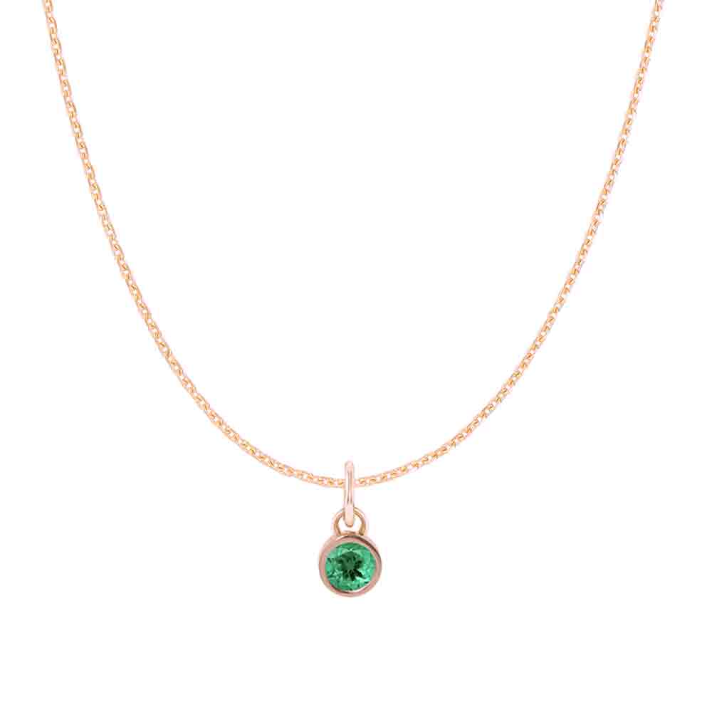 Emerald birthstone necklace, simple and elegant charm necklace to mark a special month