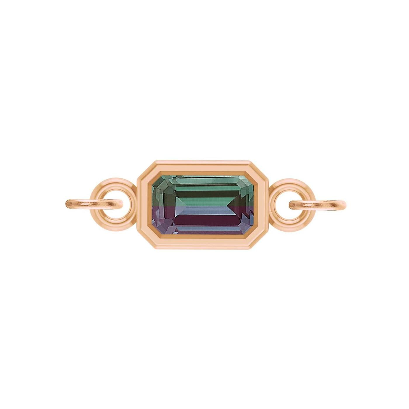 Alexandrite emerald-cut gemstone link charm in 14K rose gold