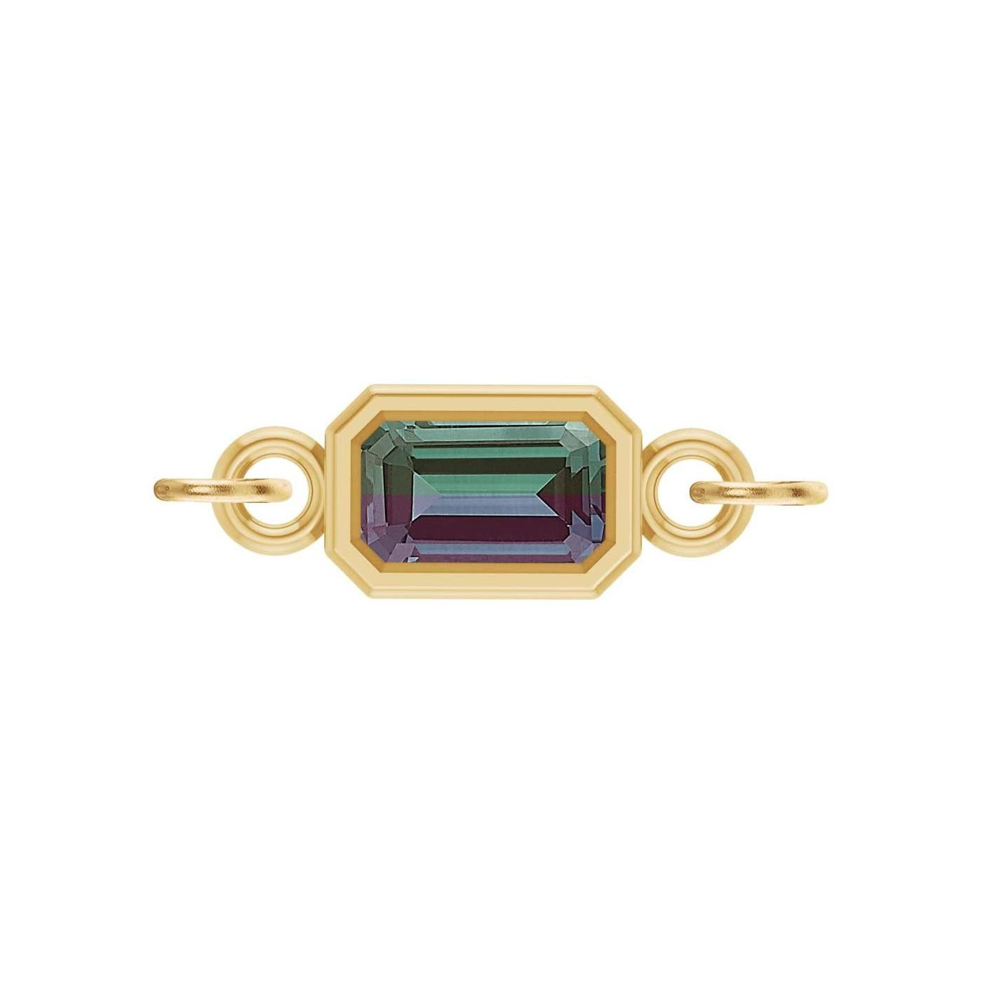 Alexandrite emerald-cut gemstone link charm in 14K yellow gold