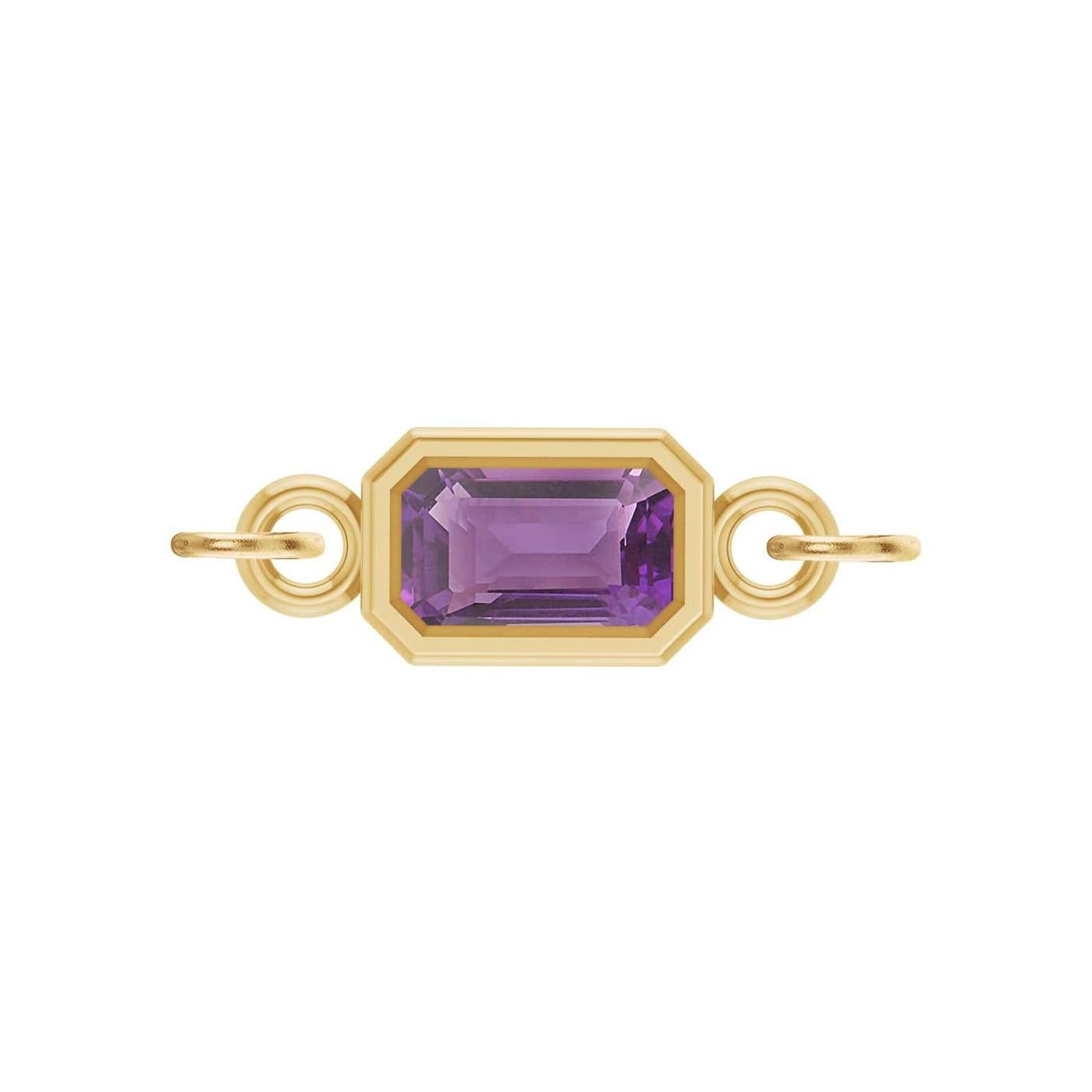 Amethyst emerald-cut gemstone link charm in 14K yellow gold