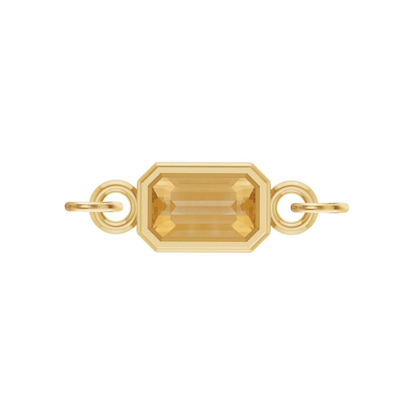 Citrine emerald-cut gemstone link charm in 14K yellow gold