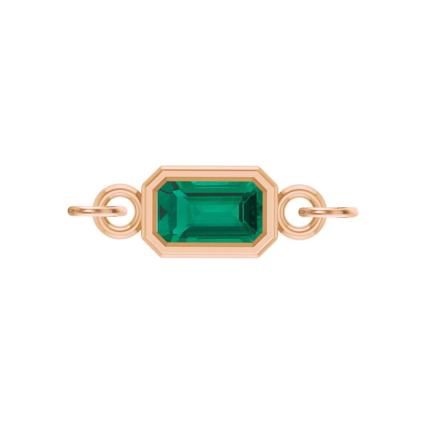 Emerald emerald-cut gemstone link charm in 14K rose gold
