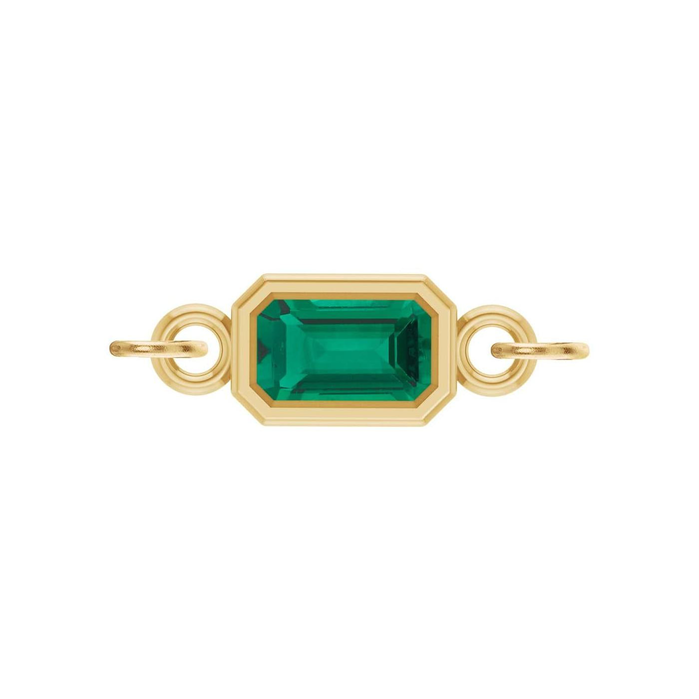 Emerald emerald-cut gemstone link charm in 14K yellow gold