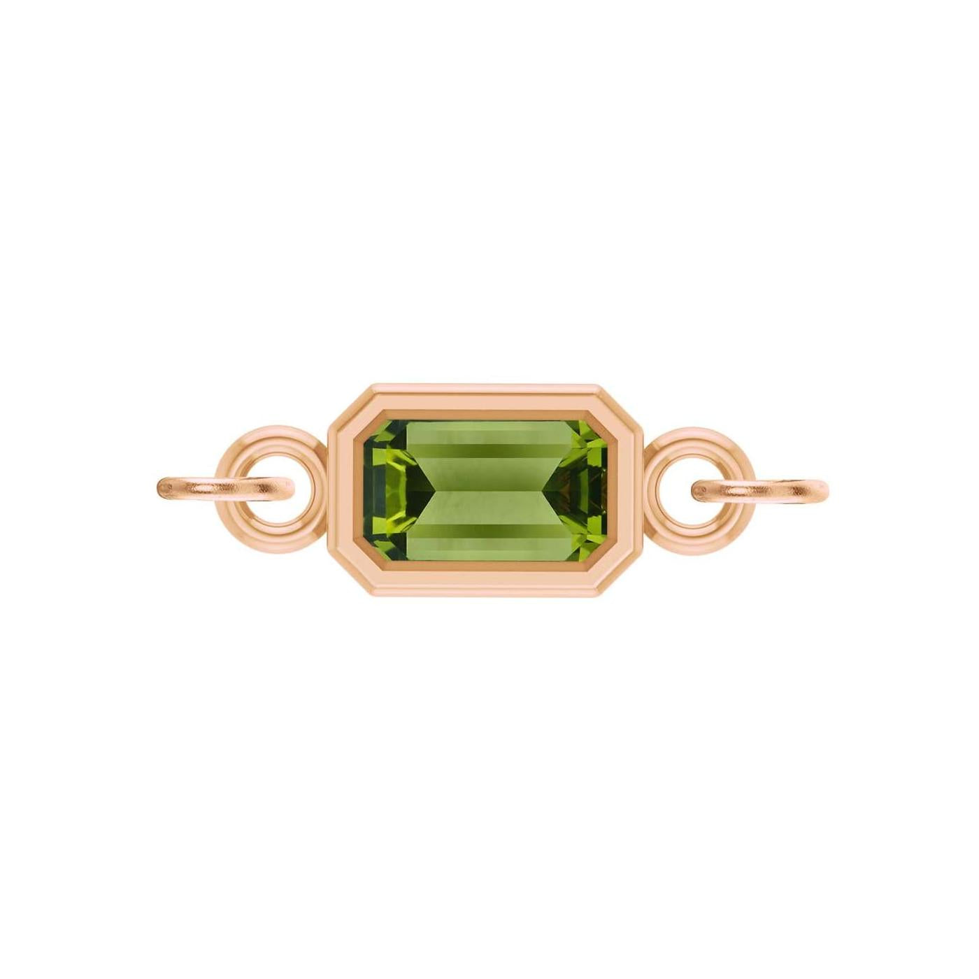 Peridot emerald-cut gemstone link charm in 14K rose gold