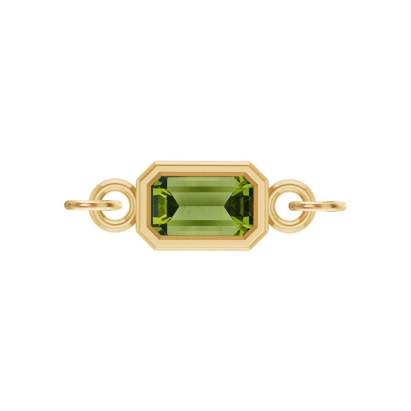 Peridot emerald-cut gemstone link charm in 14K yellow gold
