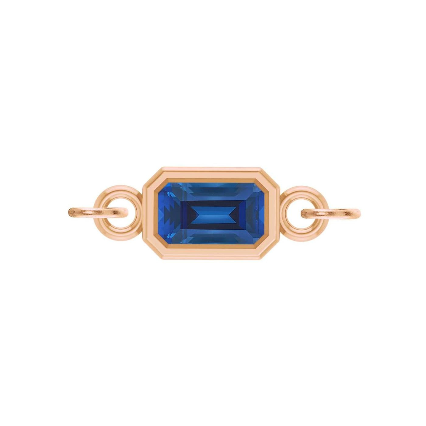 Sapphire emerald-cut gemstone link charm in 14K rose gold