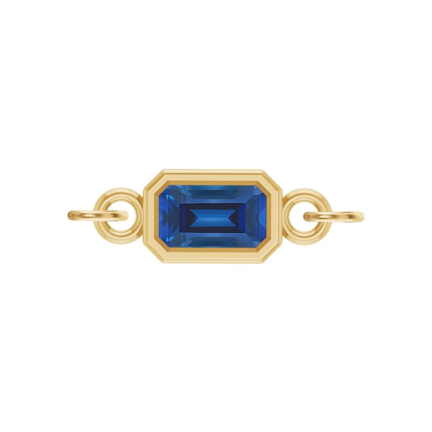 Sapphire emerald-cut gemstone link charm in 14K yellow gold