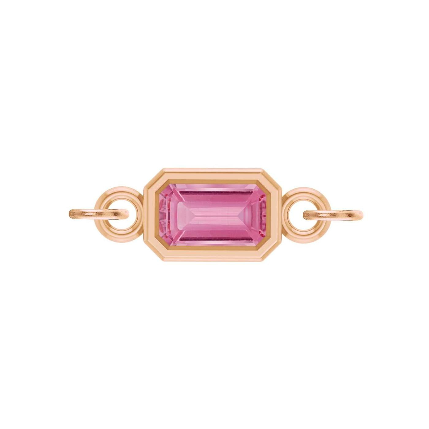 Tourmaline emerald-cut gemstone link charm in 14K rose gold