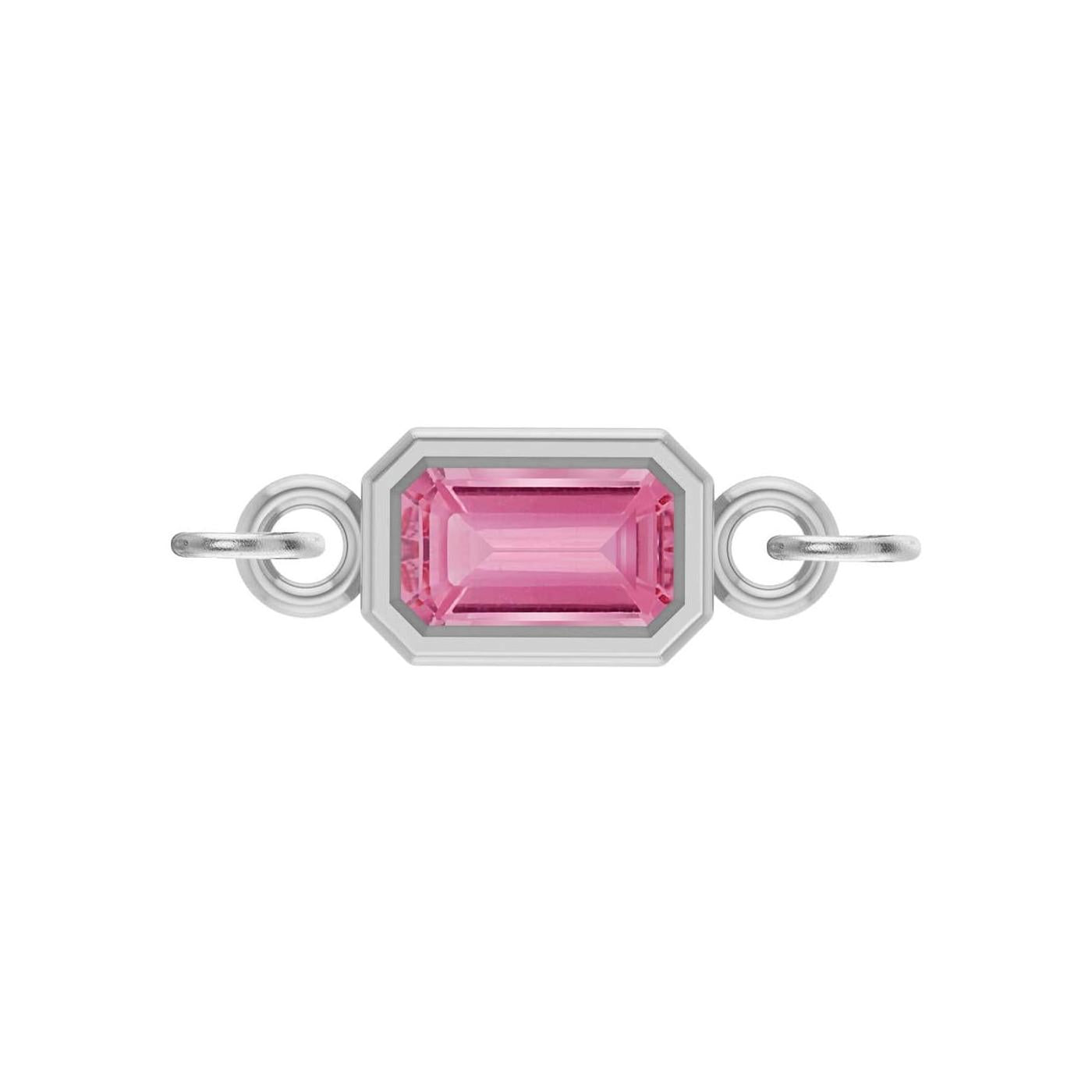 Tourmaline emerald-cut gemstone link charm in 14K white gold