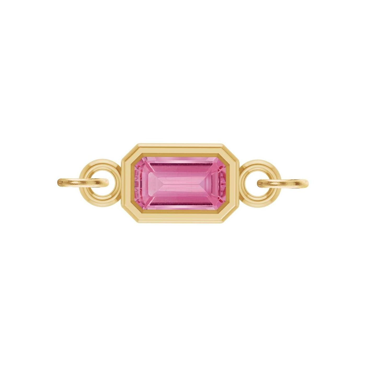 Tourmaline emerald-cut gemstone link charm in 14K yellow gold