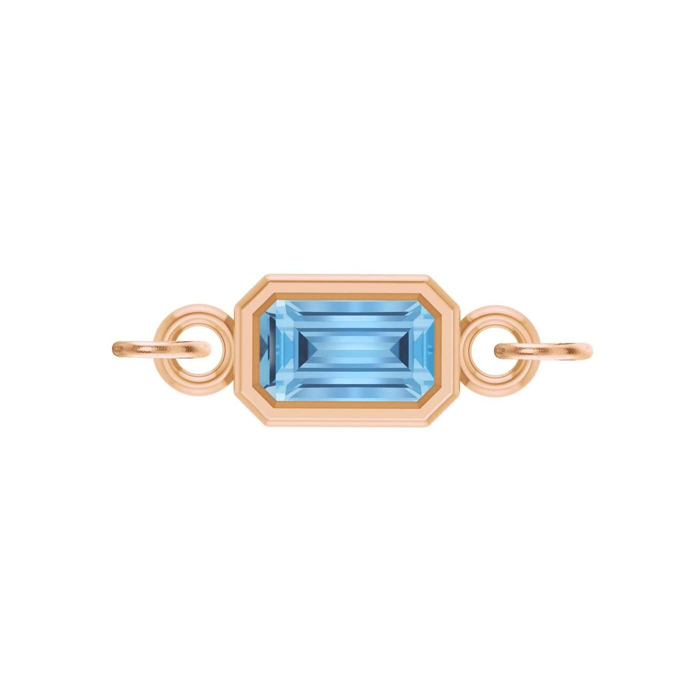 Zircon emerald-cut gemstone link charm in 14K rose gold