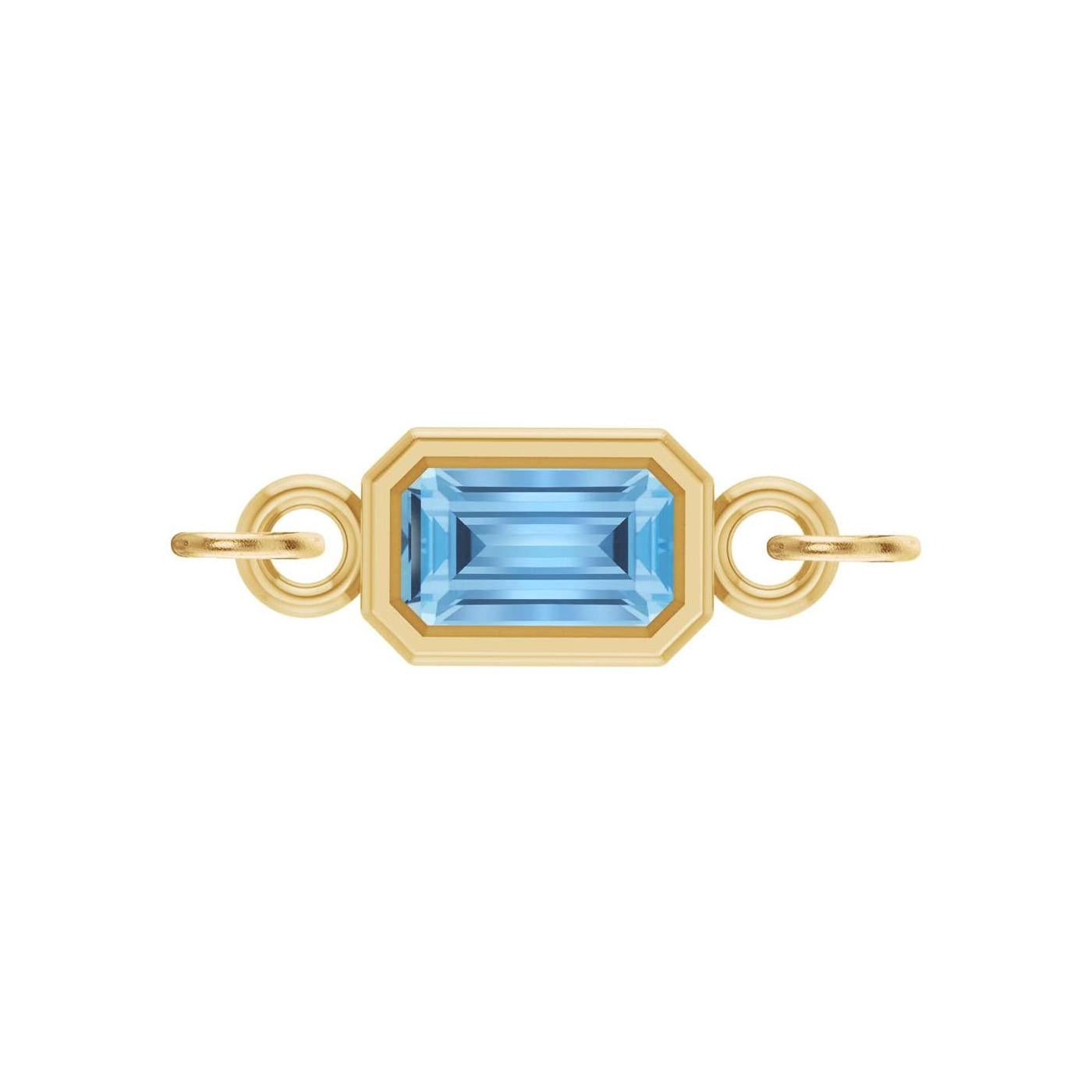 Zircon emerald-cut gemstone link charm in 14K yellow gold
