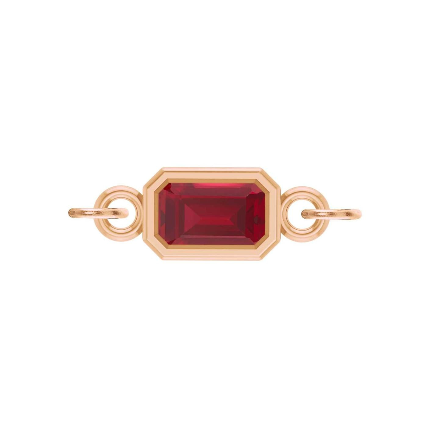 emerald-cut gemstone link charm in