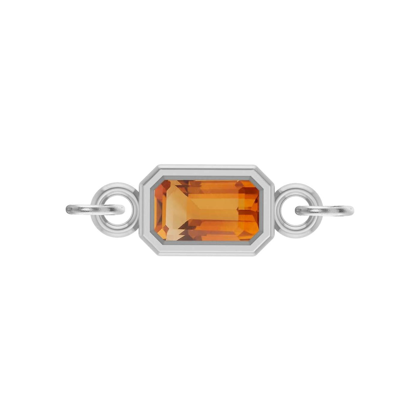 emerald-cut gemstone link charm in